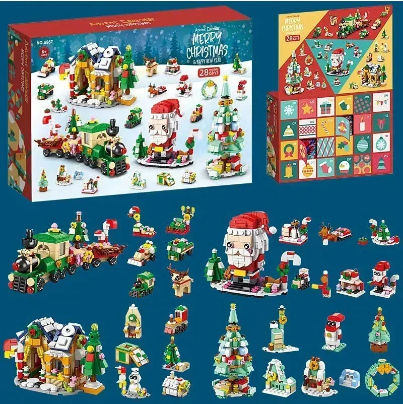 Christmas Advent Calendar JV Box DIY Christmas Tree Train Jesus set Kids 24Days Countdown Calendar New Year Party Christmas Gifts