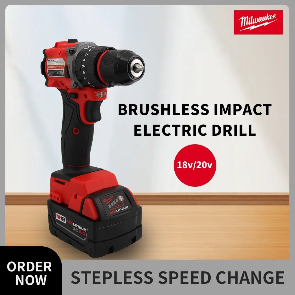 Milwaukee 18V Small Electric Drill 150N.m brushless Cordless Impact Drill of Decoration Team Uses 18V Milwaukee Battery Power Tool