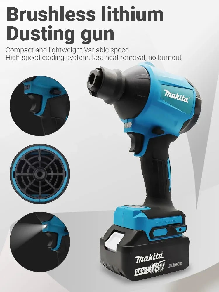 Makita 18V Brushless Air Blower Cordless Air Dust Removal Gun with Nozzle 18V Multifunction Dusting Machine Inflator Tool