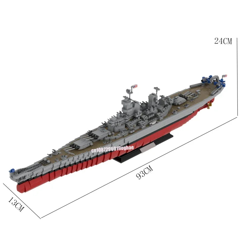 Missouri JV 3306PCS WW2 Military MOC 1:300 scale Iowa-Class Battleship USS Missouri warship Model DIY creative ideas Toy AssemblyPuzzle Gift