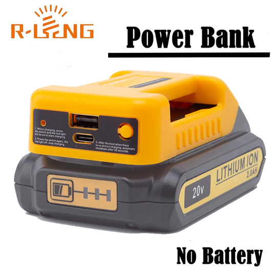 Dewalt Compatible JV Power Bank Charger For DeWalt 18V Lithium Battery With USB With Type-C for Laptop Mobile Phone Fast Charging(NO Battery)