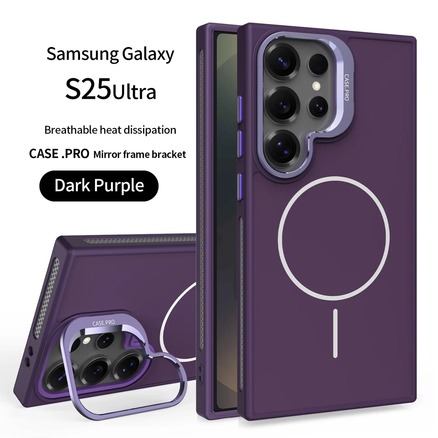Samsung Galaxy Invisible Bracket Cooling Function Case for Samsung Galaxy S25 S24 Ultra with MagSafe Wireless Charging Drop Protection Cover