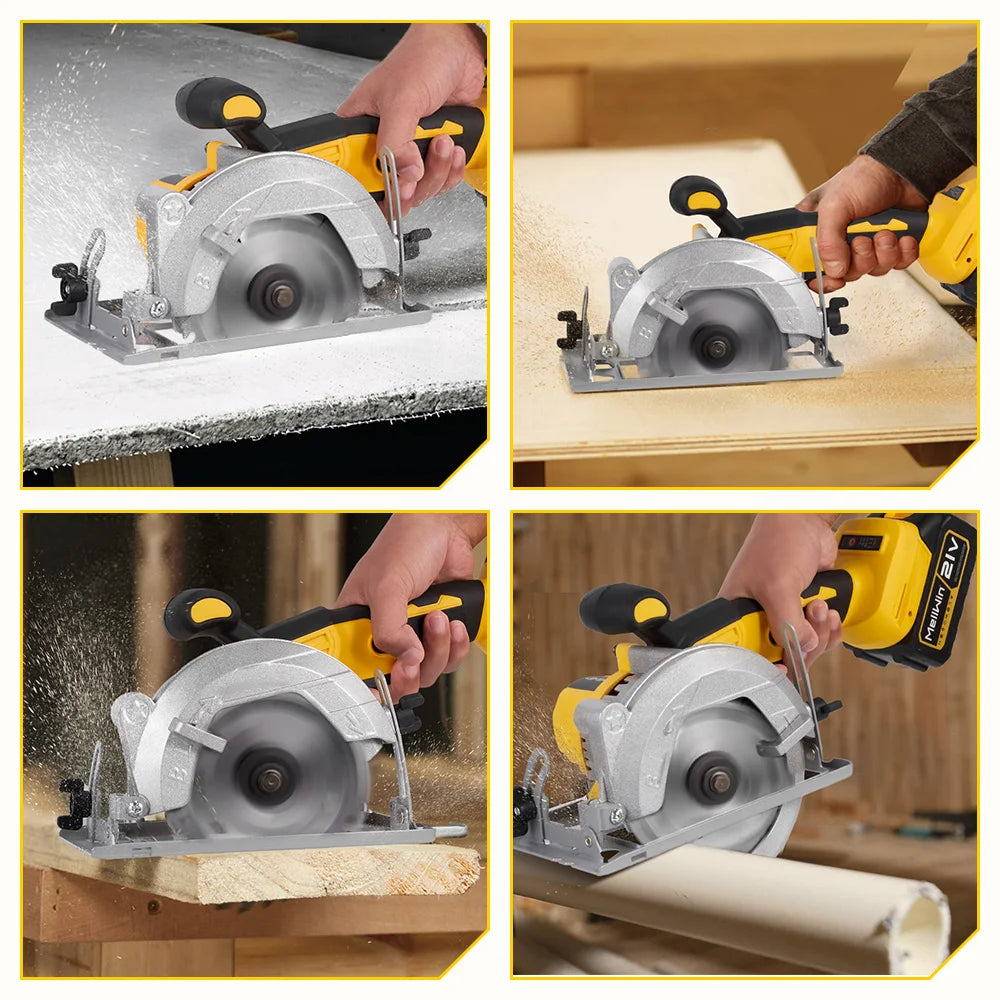 Makita Compatible 18V MELLWIN 5 Inch Electric Brushless Circular Saw 125MM Cordless Multi-Angle Saw Woodworking Power Tool For Makita 18V Battery Pin