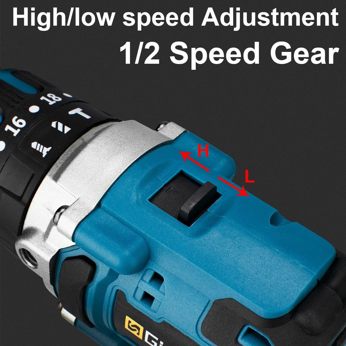 Makita Compatible 18V Gisam 13mm 480N.M Brushless Electric Impact Drill Cordless Drill Electric Screwdriver DIY Driver Power Tool for Makita 18V Battery Pin