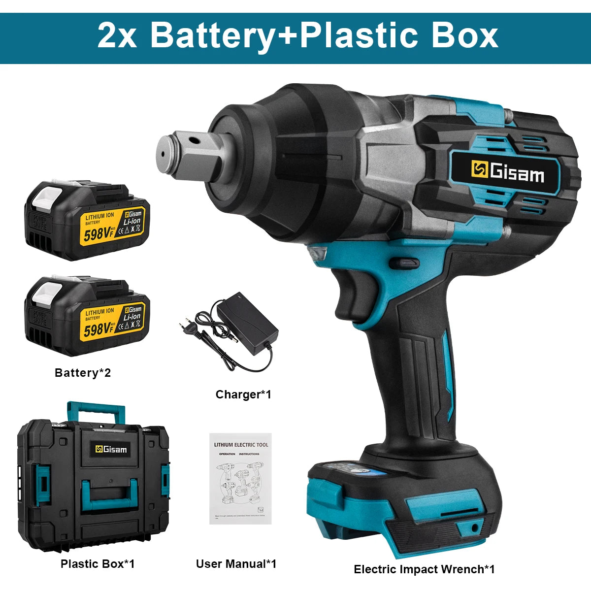 Makita compatible 18V Gisam 3100N.M High Torque Brushless Electric Impact Wrench 3/4 inch Cordless Electric Wrench Tools For Makita 18V Battery Pin