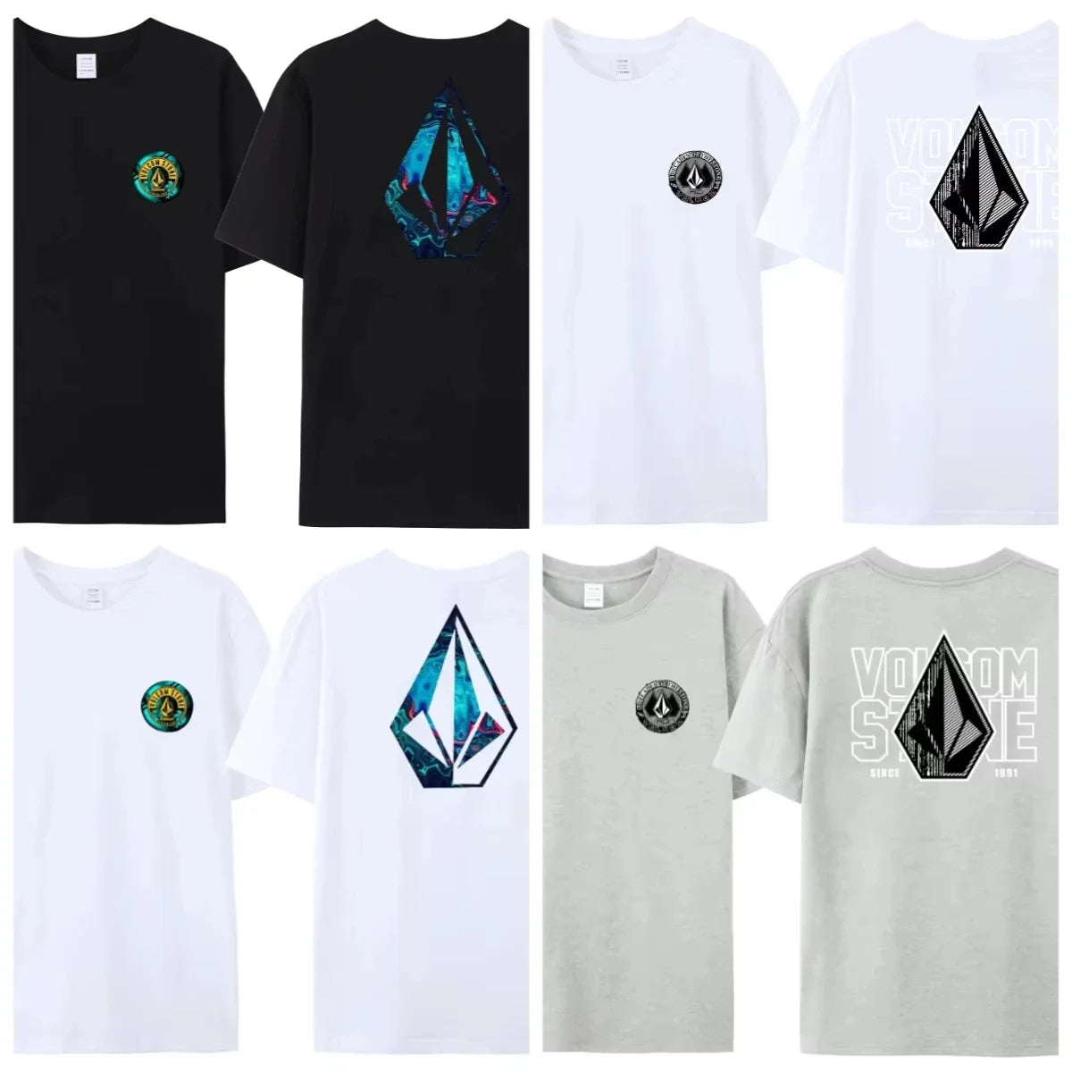 Volcom JV 2025 new Volcom obsidian asbestos short sleeve T-shirt top Summer loose T-shirt breathable fashion high quality large size