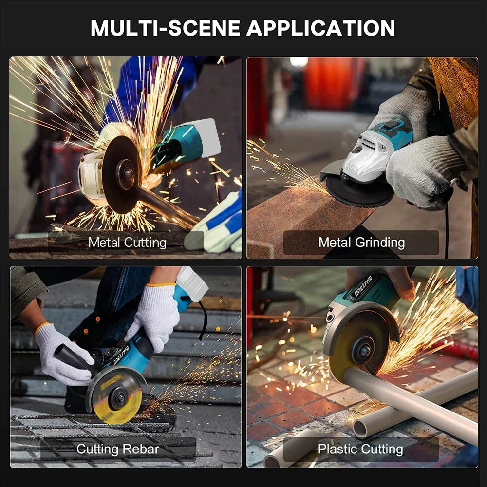 Makita Compatible 4 Pc Tool Sets Brushless Cordless Angle Grinder +Electric Hammer Drill +Jigsaw + 172 Electric Drill for Makita 18V Battery