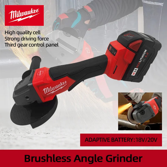 Milwaukee 18V 125mm and 100mm Brushless Angle Grinder Polishing Cutting Machine No-Lock Paddle Switch Electric Cordless Power Tools