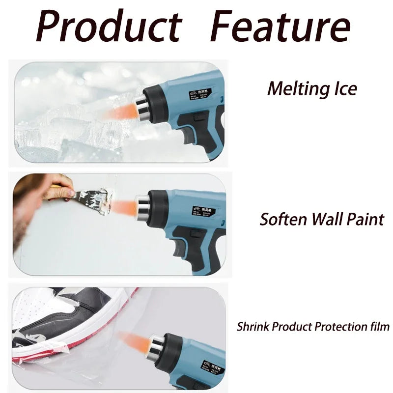 Makita Dewalt Milwaukee Bosch Black Decker Compatible JV 18V 20V Li-ion Battery Cordless Heat Gun Handheld Electric Heat Gun with 4 Nozzle