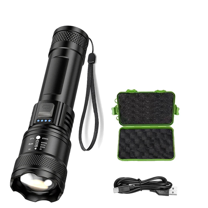 Torch Super Bright P50 JV Flashlight USB Rechargeable LED Long Range Tactical Torch Outdoor Waterproof Emergency Camping Fishing Lantern