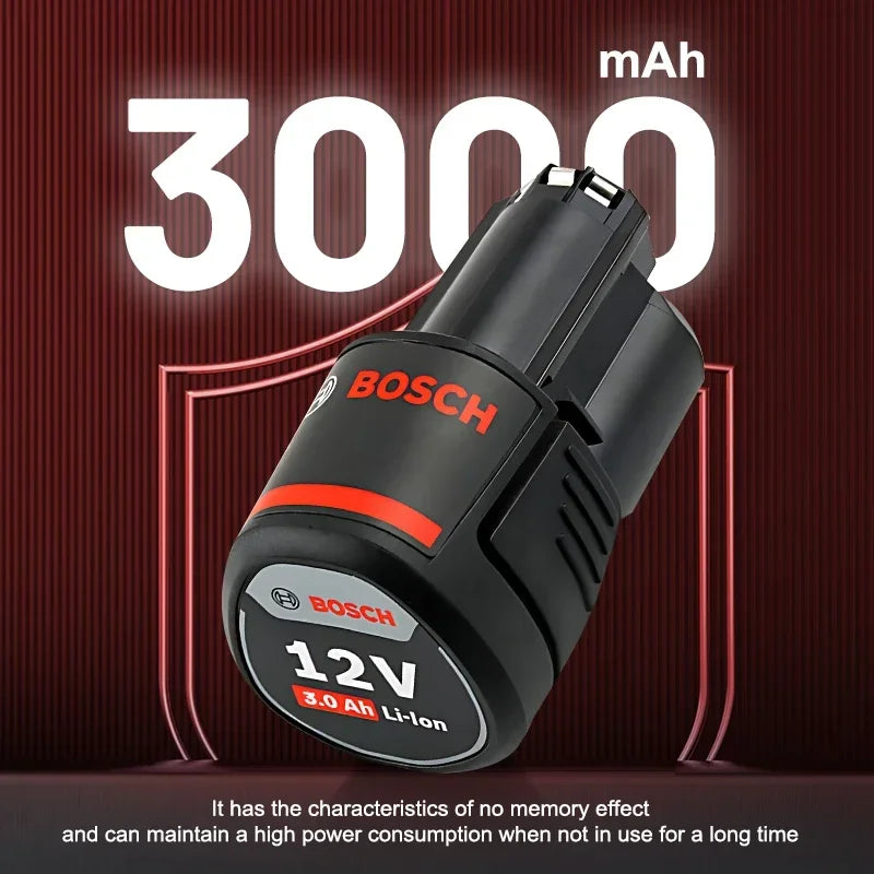 Bosch Original 3.0Ah 12V battery, 3000mAh BAT411 Lithium ion Rechargeable Battery BAT411A BAT412 BAT412A BAT413 Battery Charger