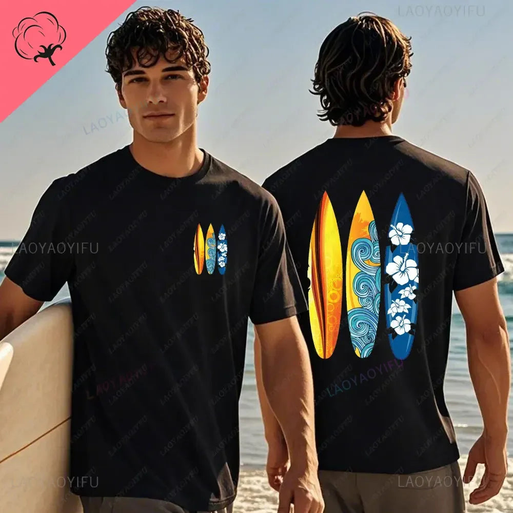 Hawaiian Traditions North Shore JV Printed Hawaii Surfing Men Women White High Qulaty Cotton T-shirt Comfortable Beach-style Surf Tee Tops