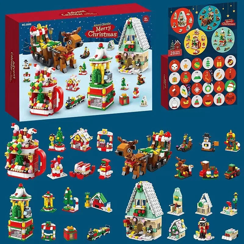 Christmas Advent Calendar JV Box DIY Christmas Tree Train Jesus set Kids 24Days Countdown Calendar New Year Party Christmas Gifts