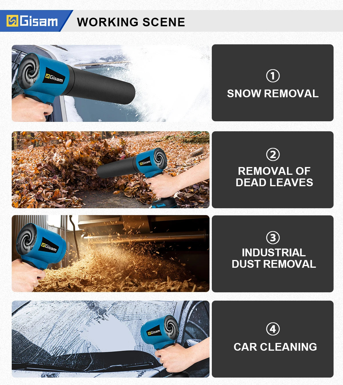 Makita Compatible 18V Gisam 300000RPM 400M/S Brushless Electric Turbo Blowers Jet Fan Handheld Leaf Blower Dust Blowing for Makita 18V Battery Pins