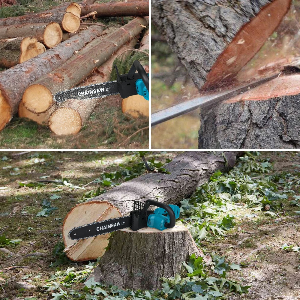 Makita Compatible JV 18V Cordless Electric Chainsaw 12 Inch  Brushless Motor Chainsaw Quiet Cutting Power for Tree Felling Storm Clean-Up Pruning