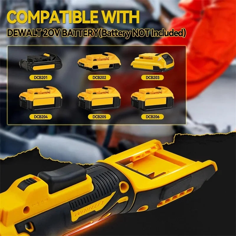 DeWalt Makita Milwaukee Compatible 18V 20V Max JV 3/8" Extended Cordless Ratchet Wrench , Electric Power Ratchet with LED Light For Makita/Dewalt/Milwaukee 18V Li-ion Battery