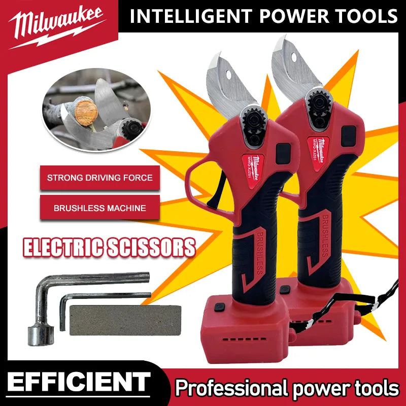 Milwaukee 18V Brushless Electric Pruner 4 Gears Cordless Handheld Orchard Shrub Pruning Tree Branches Cutter For 18V 20V Battery