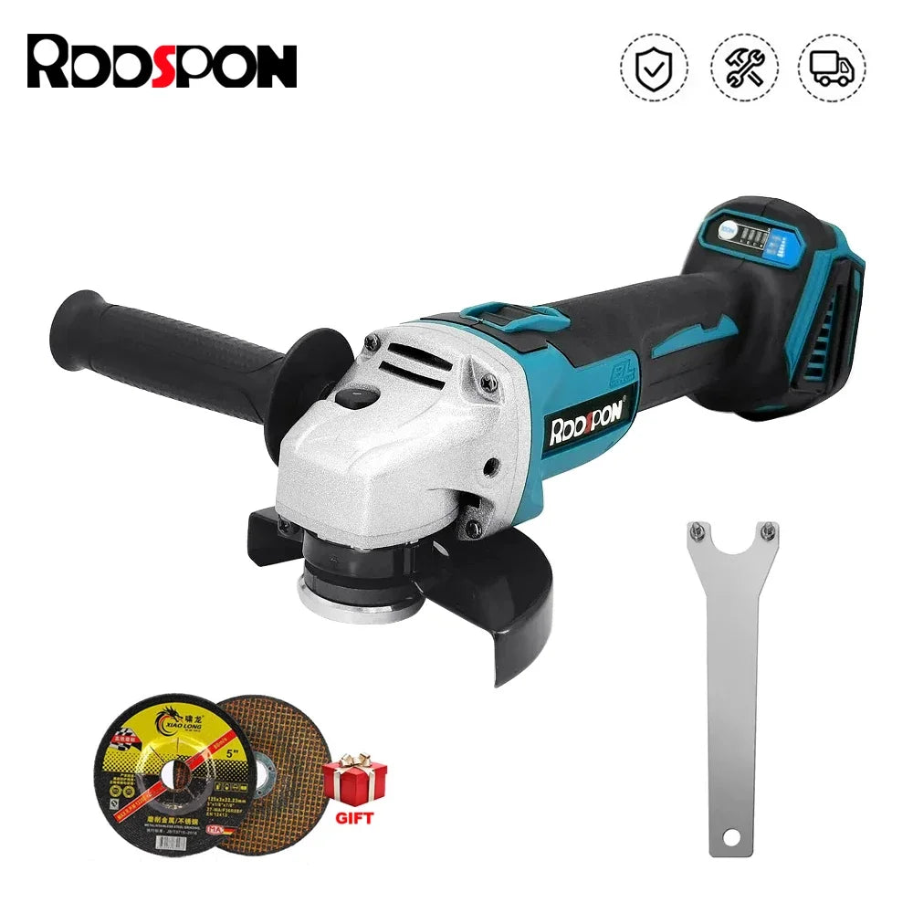 Makita Compatible JV 18V RDDSPON Brushless Angle Grinder Variable Speed Rechargeable Cordless Electric Grinding Polishing Machine 100mm 125mm Power Tools