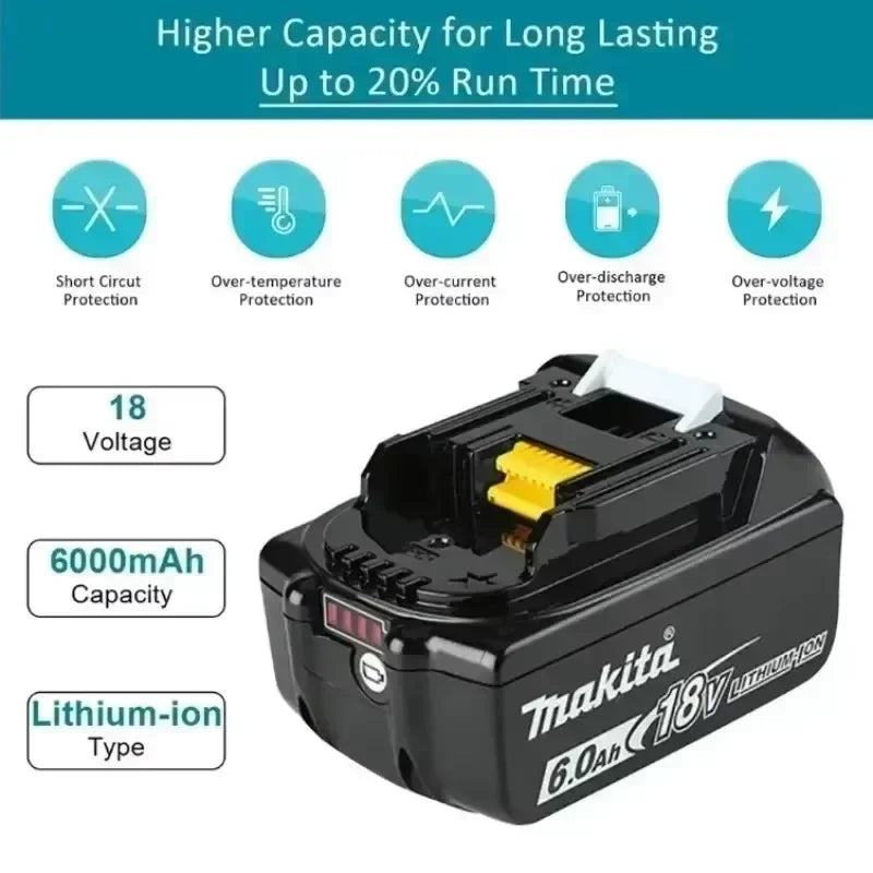 Genuine Makita BL1860 18V 6AH TBW Battery Power Tools Li-ion Replacement LXT BL1850 BL1840 for 18V Screwdriver with BMS TPCELL 18V