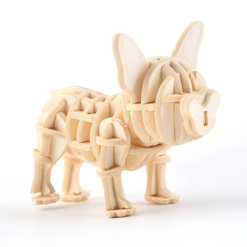 Model JV DIY 3D Wooden Puzzle Model Animal Montessori Toys for Children Crafts Dachshund Skeleton Assembly Gift Set for Kids Adults Teens