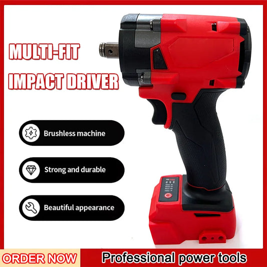 Milwaukee Compatible JV 18V Brushless Cordless 1/2 Electric Wrench Car Truck Repair Screwdriver Impact Drill Rechargable for 18V Battery Tools