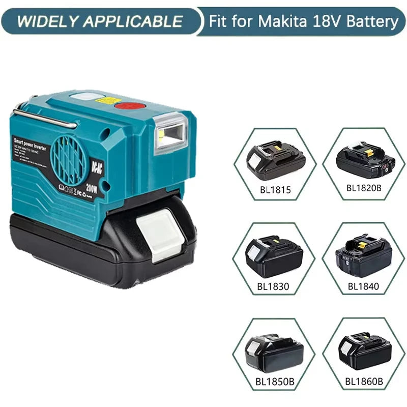 Makita Compatible 18V JV 350W Power Inverter for Makita 18V Battery DC 18V to AC 110-120V/220-230V Pure Sine Wave Battery Inverter for Camping Emergency