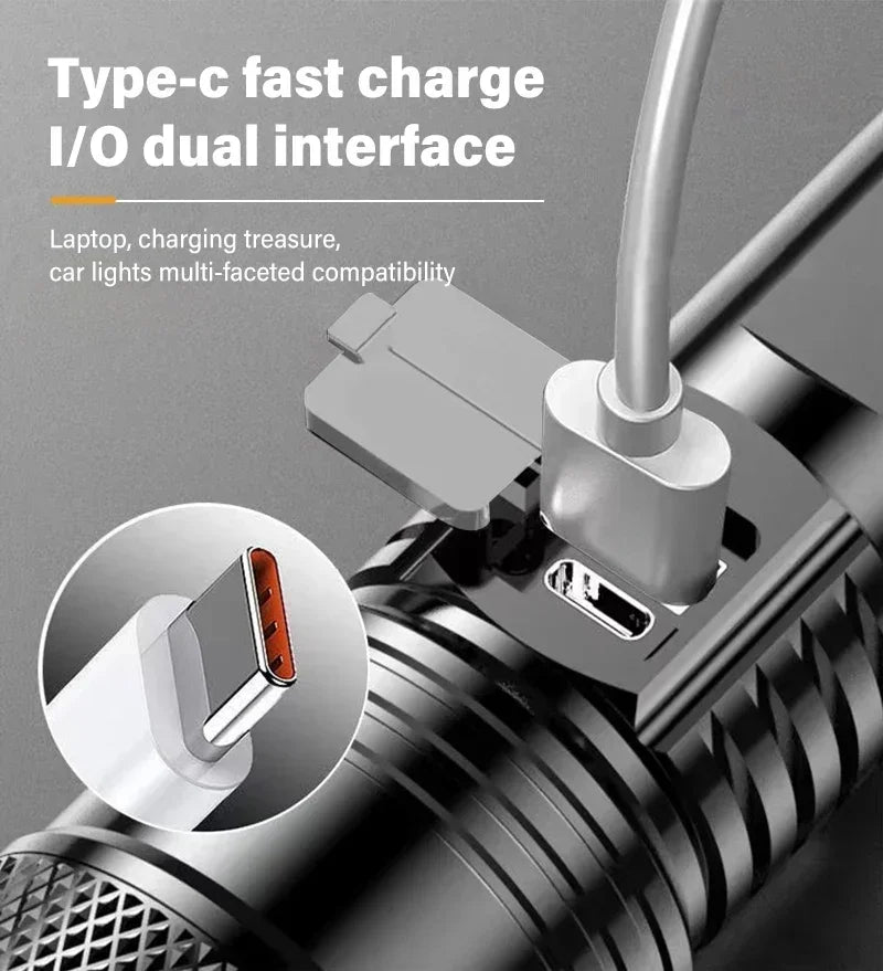 Torch Super Bright P50 JV Flashlight USB Rechargeable LED Long Range Tactical Torch Outdoor Waterproof Emergency Camping Fishing Lantern