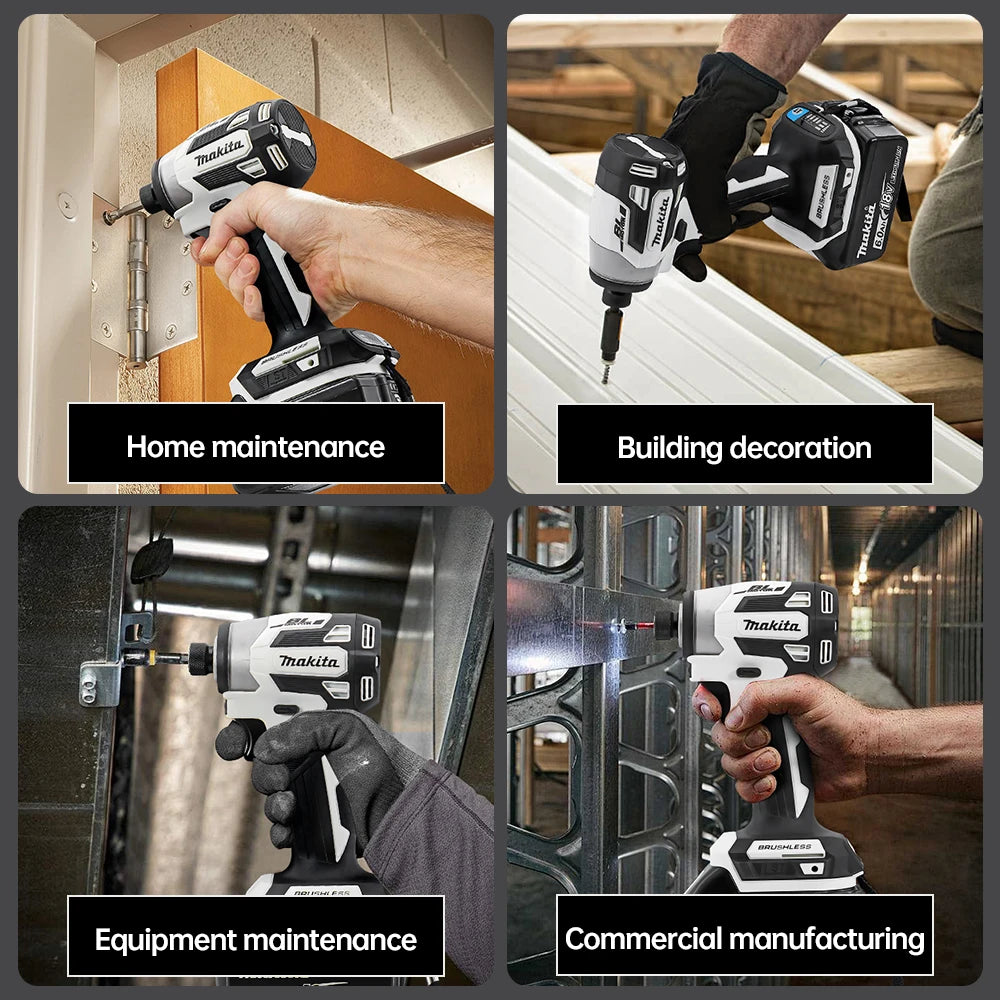 Makita 18V DTD173 White Brushless Drill Power Tool for Home Improvement And DIY 180Nm Electric Wood/Bolt/T-Mode