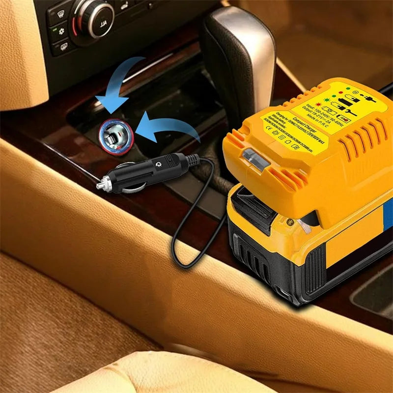 Dewalt compatible JV Cigarette Lighter 12V Plug Mini Charger For Dewalt 18V 20V Lithium Battery Portable Vehicle Charger for DCB200 DCB203 DCB205