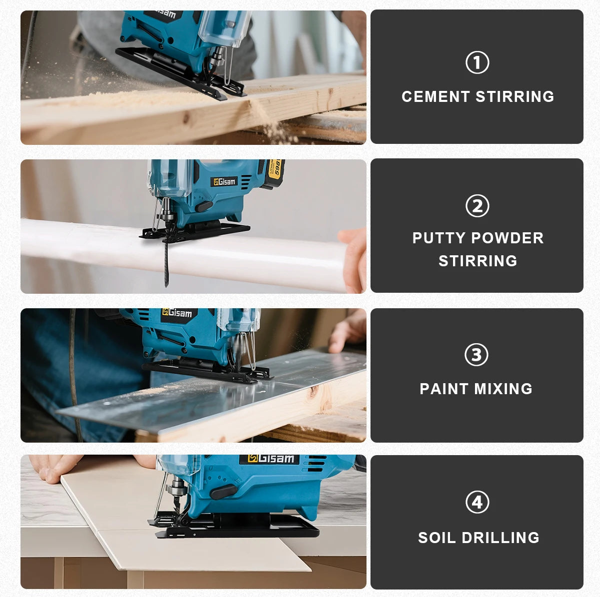 Makita Compatible 18V Gisam 26mm Electric Jigsaw Portable Cordless Saw Multi-Function Wood Cutting Woodworking Machines For Makita 18V Battery pin