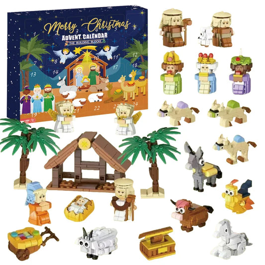 Christmas Advent Calendar JV Box DIY Christmas Tree Train Jesus set Kids 24Days Countdown Calendar New Year Party Christmas Gifts