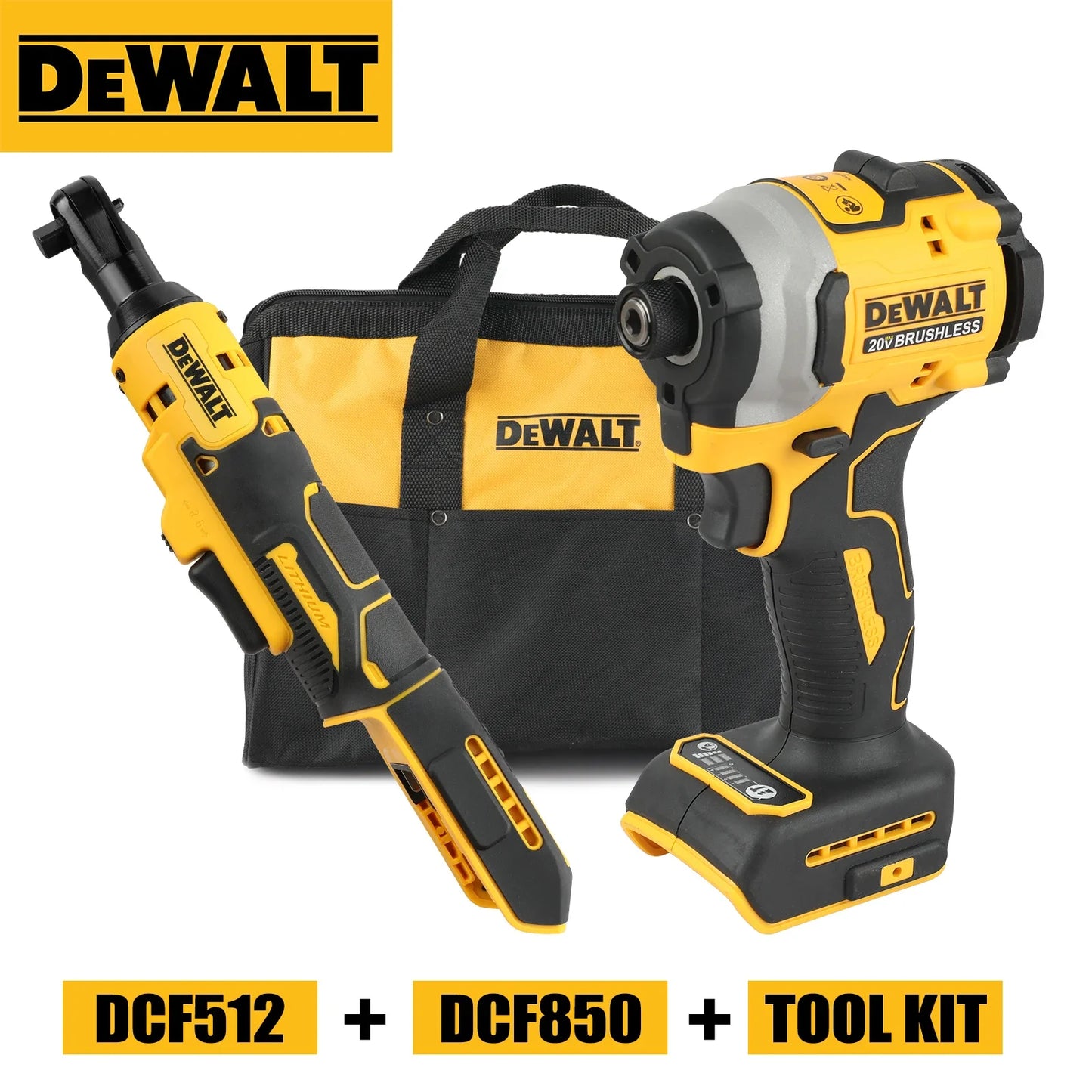 DEWALT DCF850 Driver and DCF512 Ratchet 18V 20V Max with bag combo kit