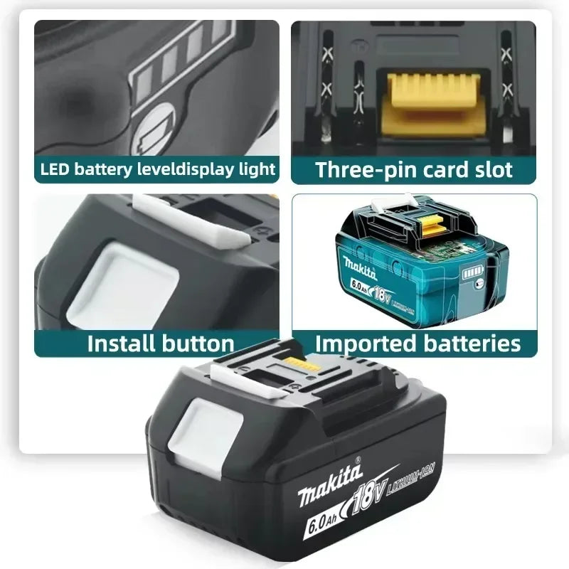 Makita Original 6.0Ah 18V battery TBW high-energy battery replaceable Makita BL1860B