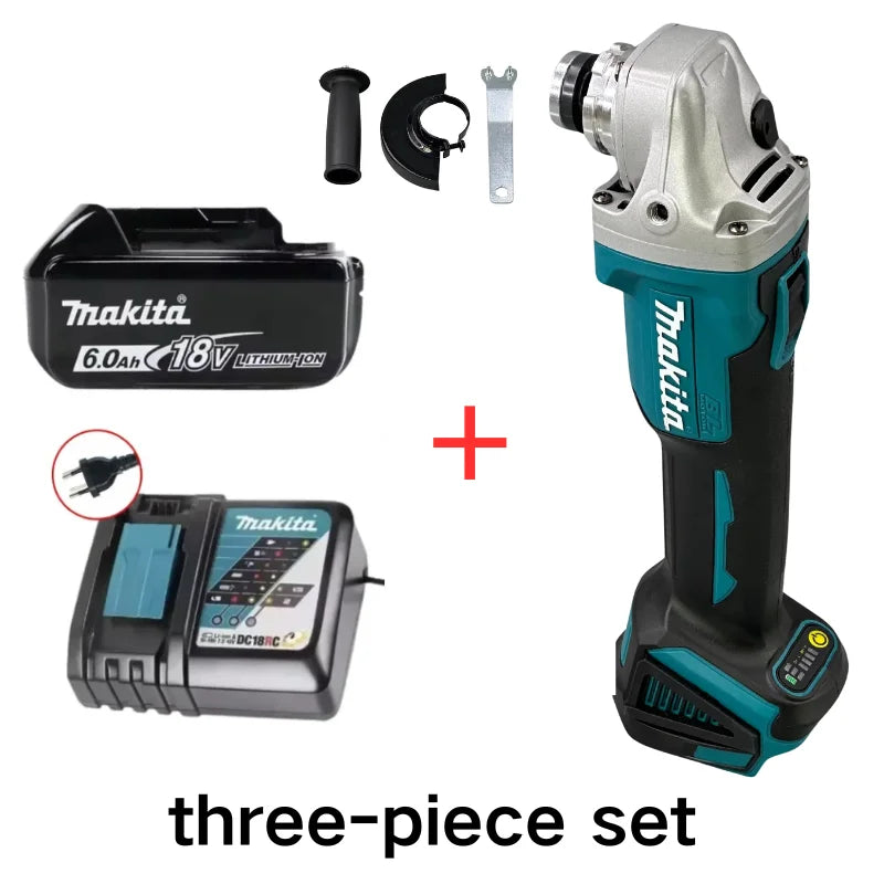 Makita Original 18V 125mm DGA404 Brushless Lithium Electric Angle Grinder with battery and charger combos Rechargeable Cutting Machine High Power Polishing Machine
