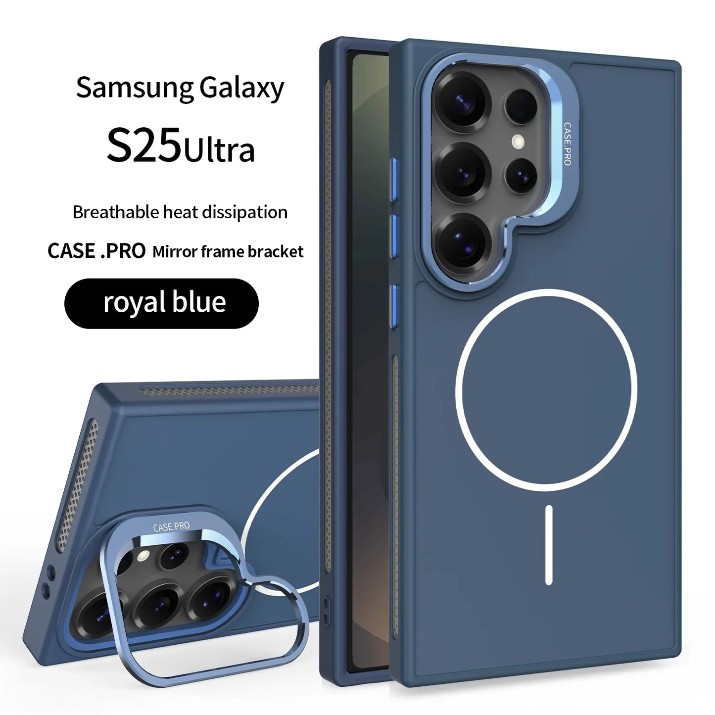 Samsung Galaxy Invisible Bracket Cooling Function Case for Samsung Galaxy S25 S24 Ultra with MagSafe Wireless Charging Drop Protection Cover