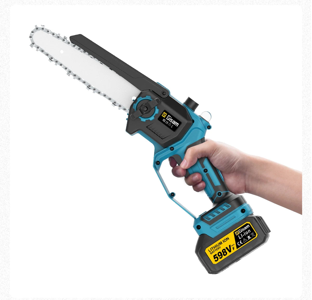Makita 18V compatible Gisam 8Inch Brushless Telescoping Pole Electric Chainsaw High Branch Saw Garden Pruning Power Tool For Makita 18V Battery Pin
