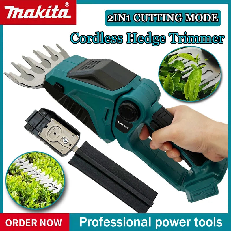 Makita 18V JV Cordless Hedge Trimmer 2-in-1 Mini Handheld Electric Grass Shears Operated Shrubbery Trimmer for Garden for 18V Battery
