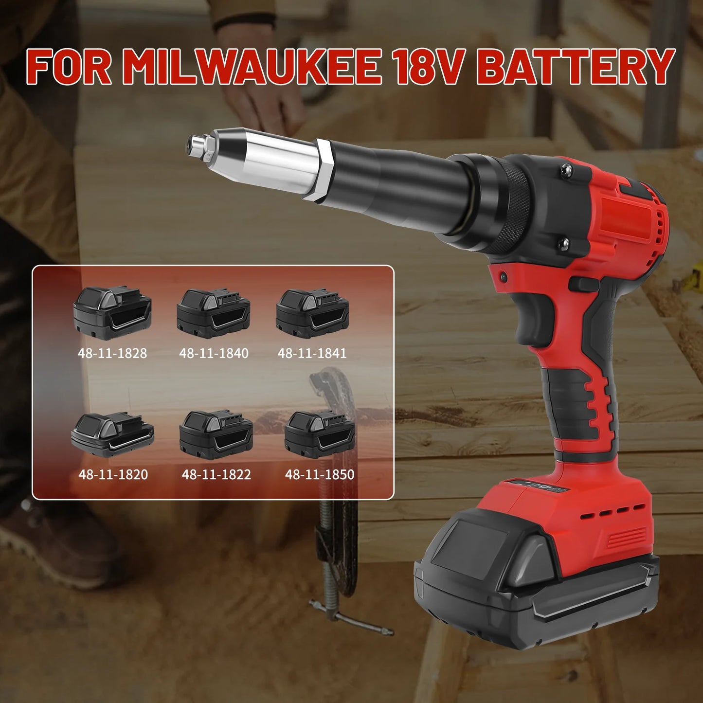 Milwaukee compatible Brushless Electric Rivet Gun 2.4-4.8mm