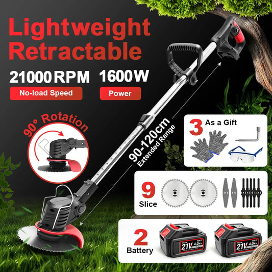 Makita Compatible 18V JV 1600W Rechargeable Lawn Mower Electric Cordless Grass Trimmer Manual Brush Cutter For Makita 21V Battery Gardening Tools