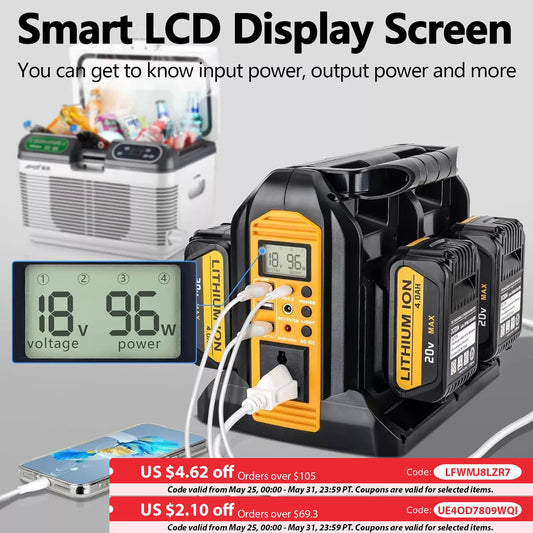 DeWalt Compatible 18V 20V Max JV 350W Output Portable Inverter for Dewalt 20V Max Battery Power Supply Source to AC 120V/220-230V Converter for Camping Emergency