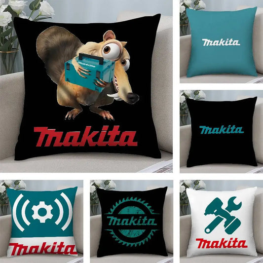 Makitas Pillow Case Short plush Double-sided Print Square Throw Pillow Covers Sofa Home Cushion Decor