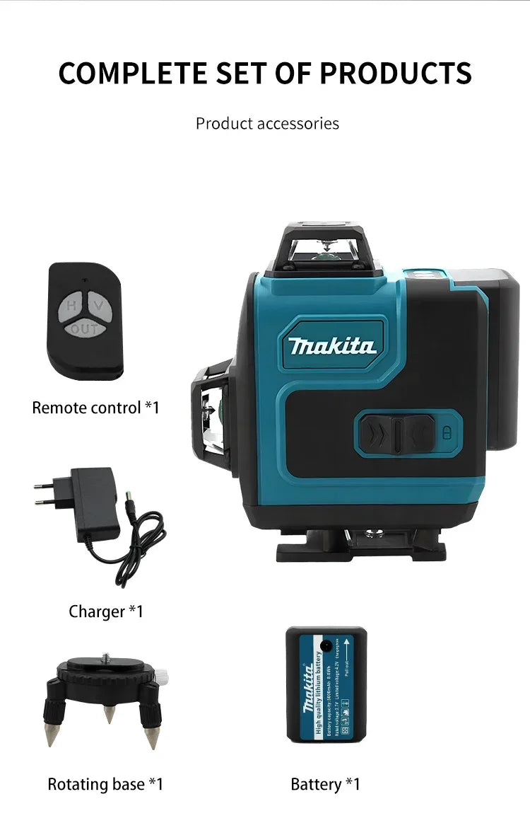 Makita 16 Lines Horizontal Vertical Laser Level Full kit with remote control