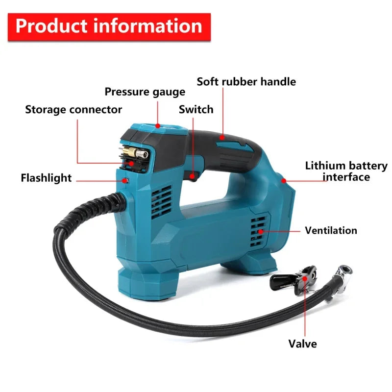 Makita compatible 18V JV Electric Cordless Air Pump for 18V Makita Battery Powered Compressor Inflatable Pump Digital Display Inflator Car Tire Air Pump