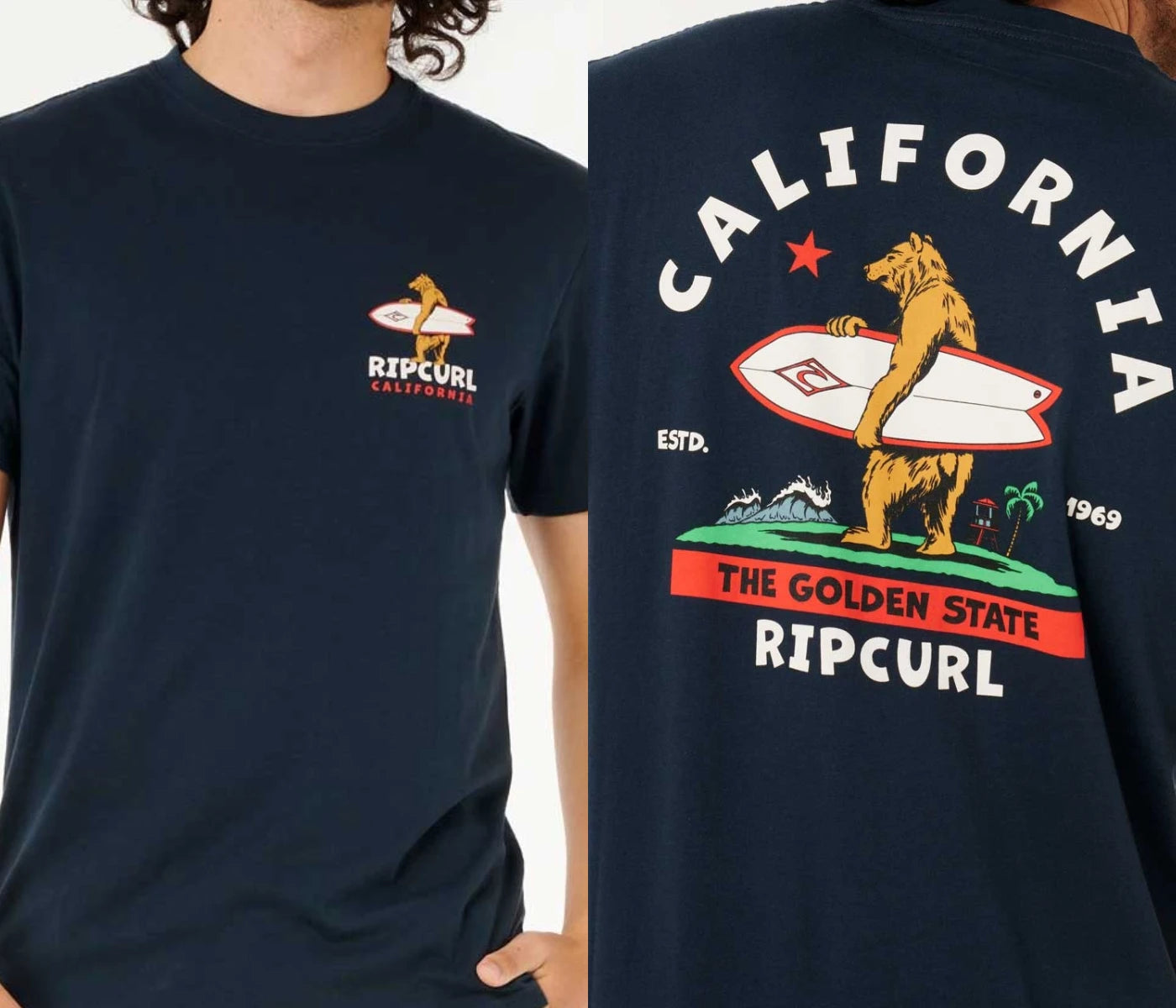 Rip Curl JV Summer Artist of The Search Cody Welsh Tee Rip Curl Men T-shirts Y2k Short Sleeve Street Hip Hop High Quality Male Clothes