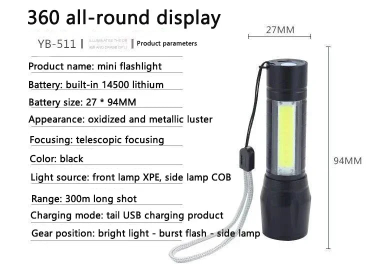Torch Super Bright P50 JV Flashlight USB Rechargeable LED Long Range Tactical Torch Outdoor Waterproof Emergency Camping Fishing Lantern