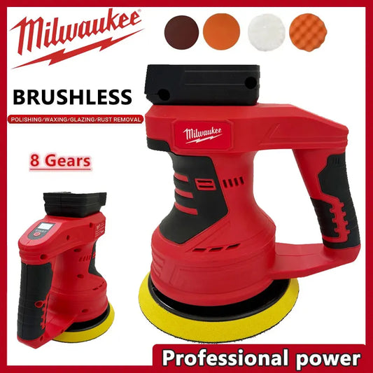 Milwaukee 18V Cordless Car Polisher 8 Gears Brushless Electric Polishing Machine Waxing Sanding Sealing Power Tools For 18V Battery