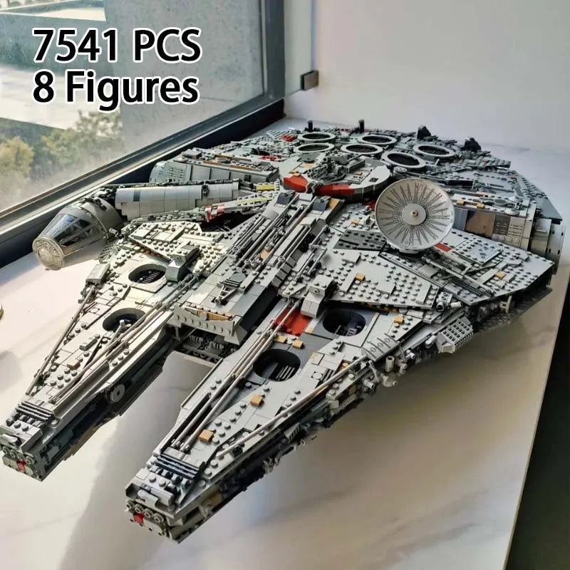 Millennium Falcon JV 7541pcs UCS Space War Plan Luxury Millennium Big Falcon Space Ship 75192 Spacecraft Building Blocks Toy Birthday Christmas Gifts