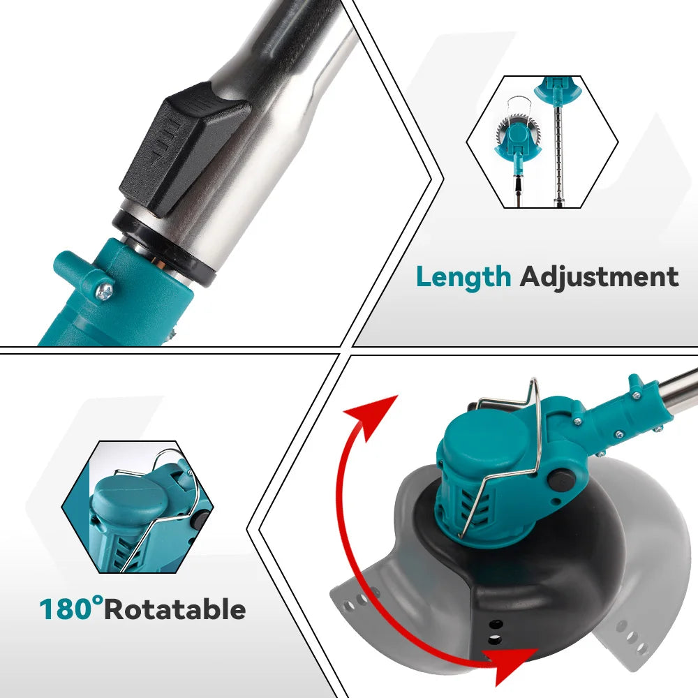 Makita Compatible 18V JV YOFIDRA Electric Lawn Mower Handheld Length Adjustable Cutter Cordless Garden Grass Cutting Trimmer For Makita 18V Battery Pin