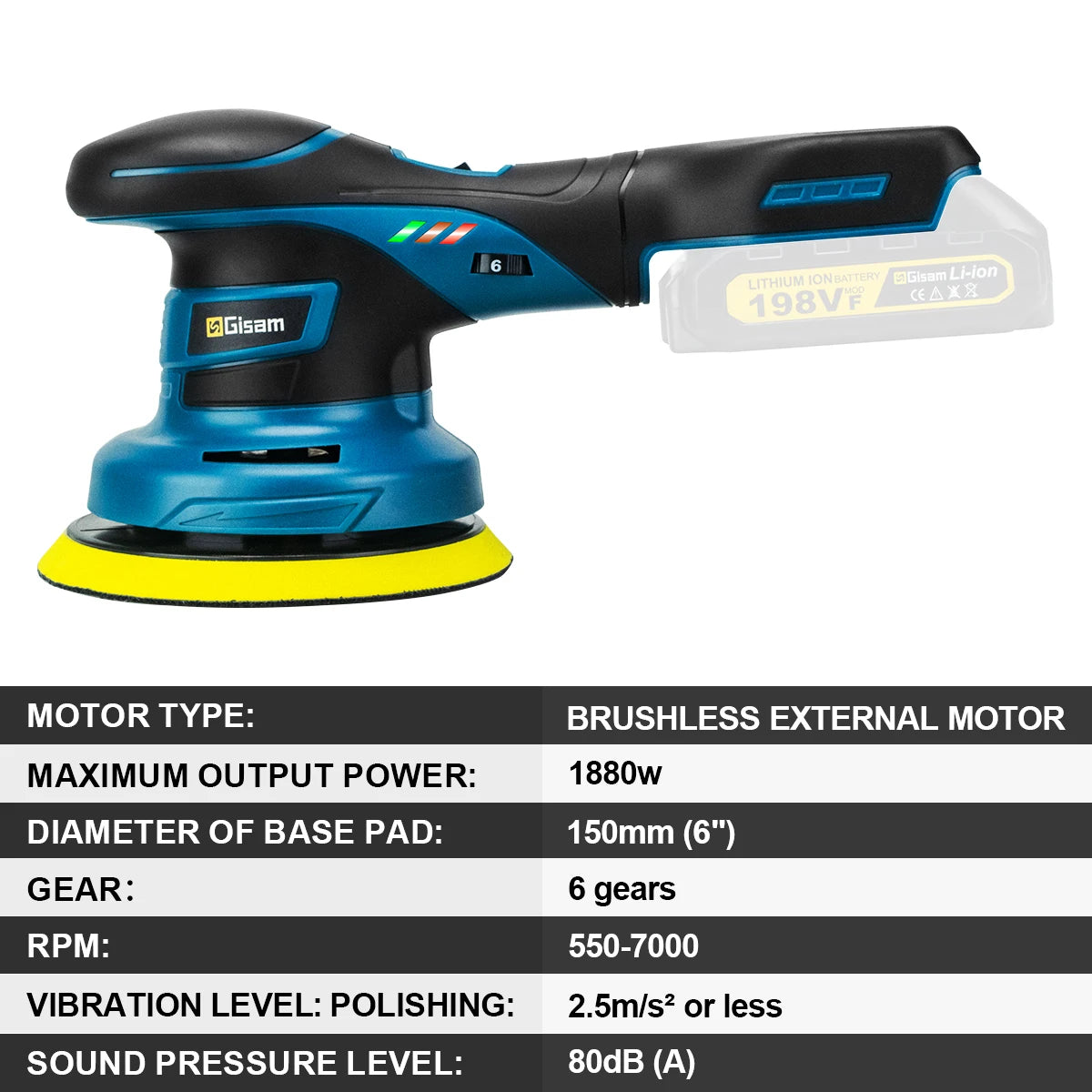 Makita Compatible 18V JV Gisam Brushless Car Polisher 6Gears Adjustment Wireless Car Polishing Machine Electric Polish Tool For Makita 18v Battery Pins