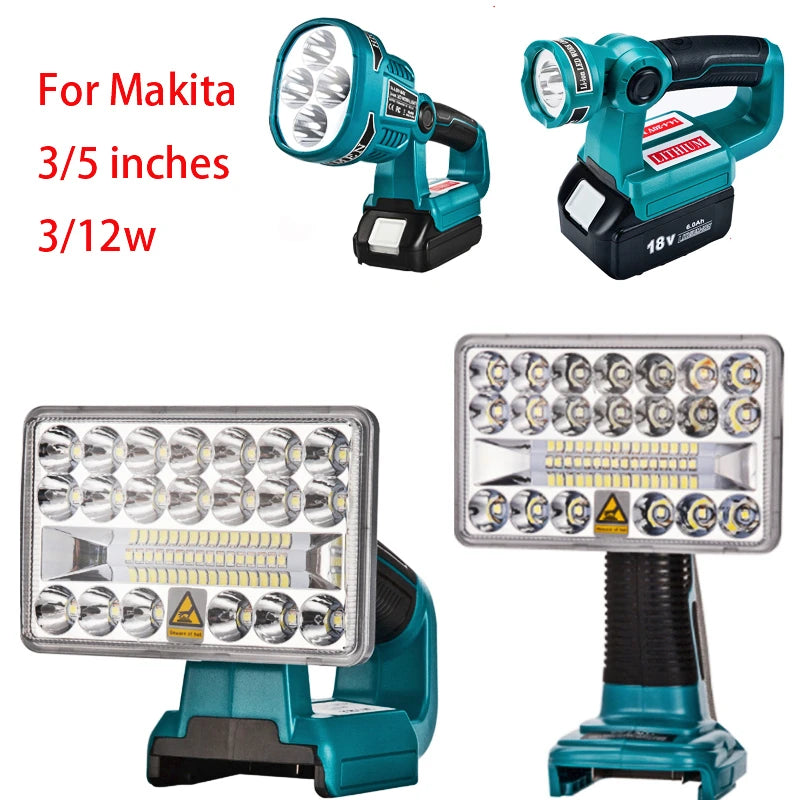 Makita Compatible JV LED Lamp 18V Cordless LED Flashlight Work Light Flashlight Without Battery USB Outdoor Emergency Lighting Spotlight